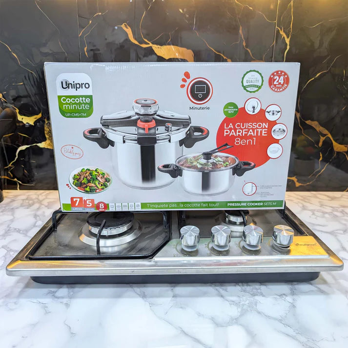 Série Cocotte Minute Unipro  8 pièces  Inox 18/10 alimentaire (Promotion)