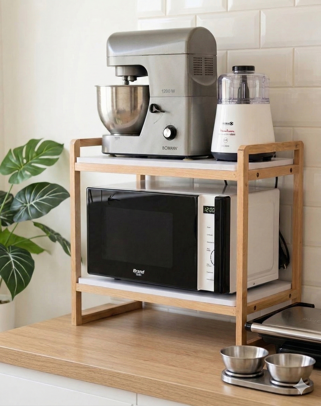 Étagère pour électroménager en bois hêtre et forex resistant à l’eau