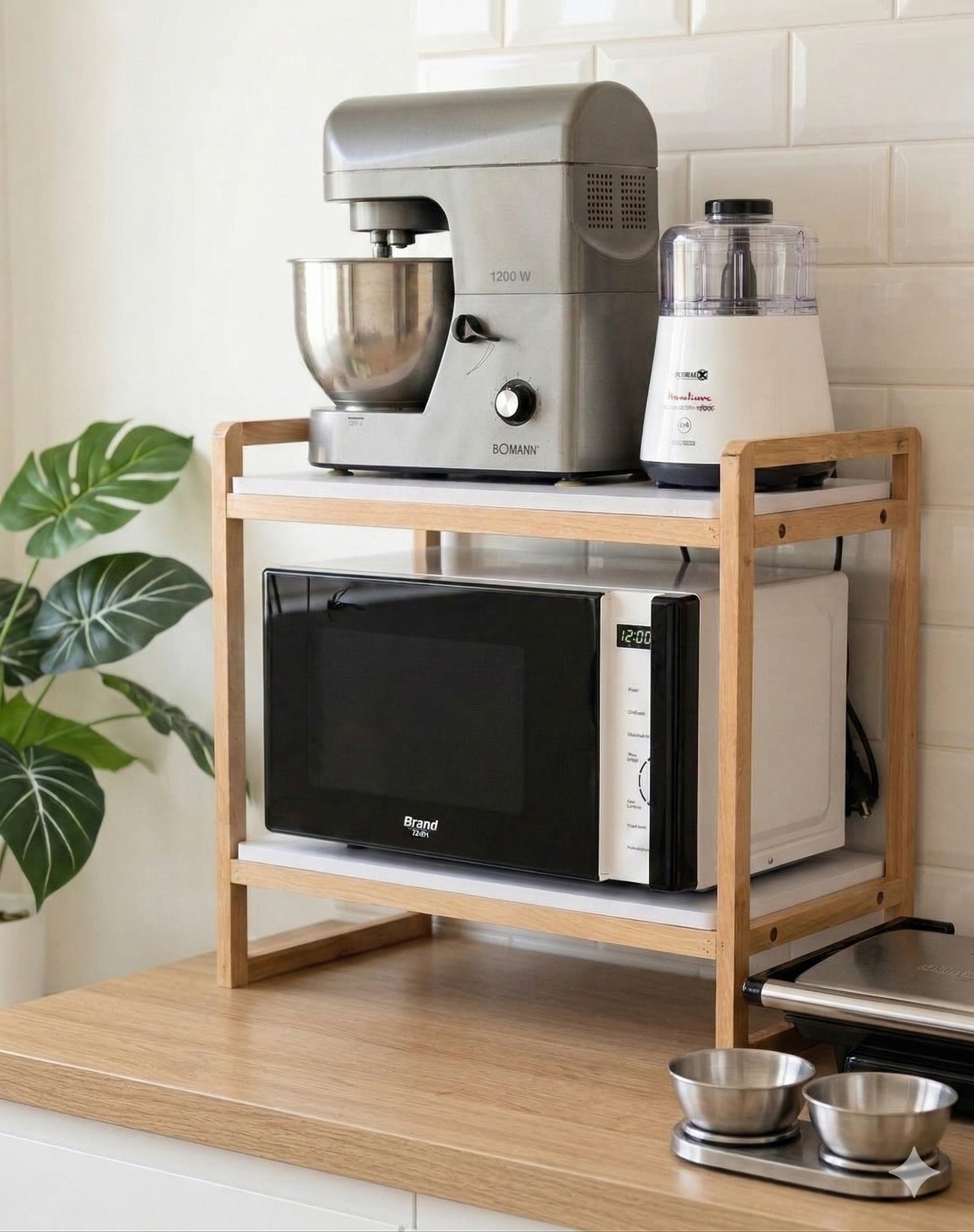 Étagère pour électroménager en bois hêtre et forex resistant à l’eau