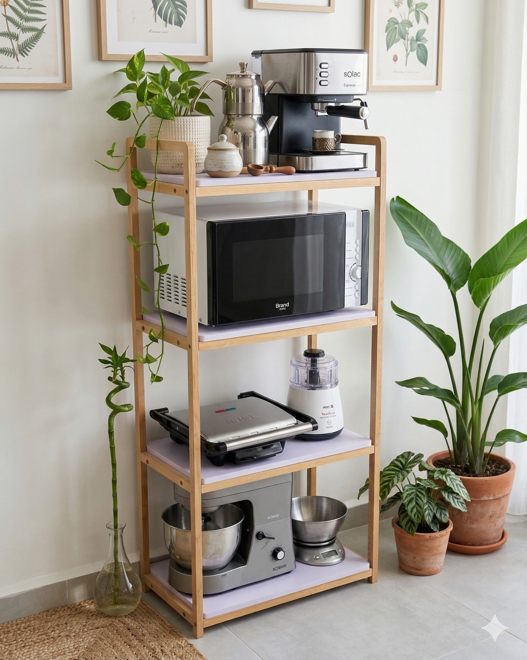 Étagère pour électroménager en bois hêtre et forex resistant à l’eau