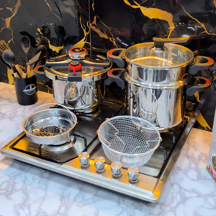 Série Cocotte Minute Unipro  8 pièces  Inox 18/10 alimentaire (Promotion)